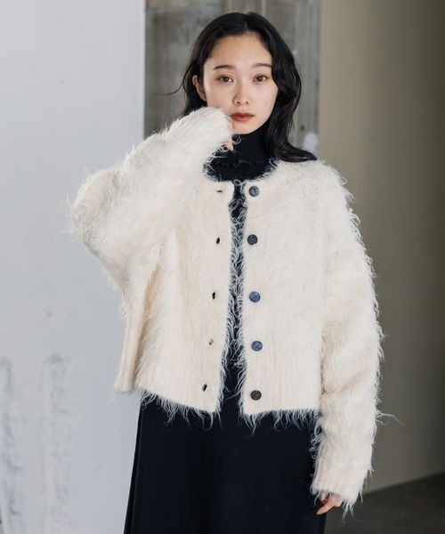 JEANASIS」 ニットカーディガン FREE オフホワイト レディース  