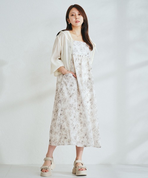 【日本未上陸】ベージュ シフォン キャミワンピース【レア】Märchen ふくれジャガードキャミワンピース キャミワンピ ロング[品番
