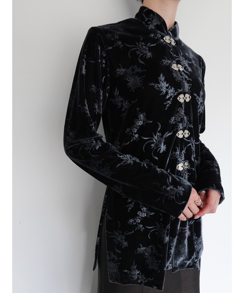 ブラウス シャツ Velours China Hook Shirt/ベロアチャイナフックシャツ レディース Velour China Hook Shirt｜チャイナボタンのベロアシャツ – MARTE