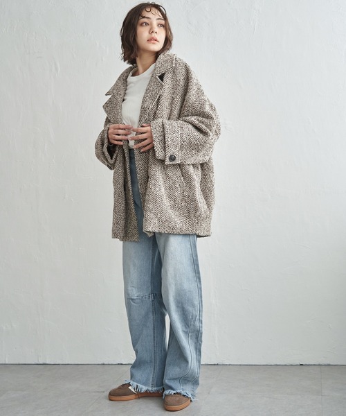 ✨美品✨コーチ　ピーコート　ヘリンボーン　チャコールグレー OUTER | Cour Carre an ONLINE STORE ✨美品✨コーチ ピーコート