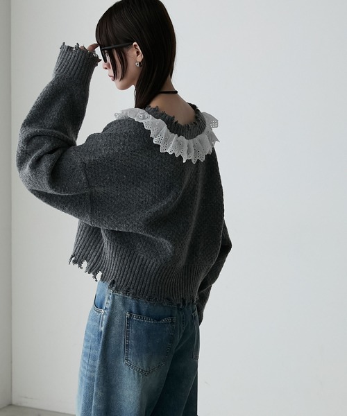 forksy.（フォルクシー） ニット セーター 「forksy.」ギャザーレース