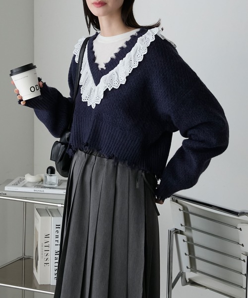 forksy.（フォルクシー） ニット セーター 「forksy.」ギャザーレース