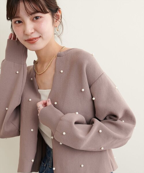 natural couture カーディガン 「Web限定」パールドット