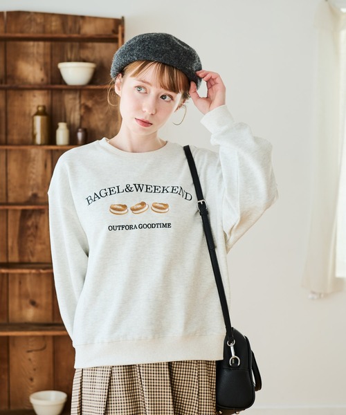 Crisp トレーナー スウェット ベーグル刺繍スウェット