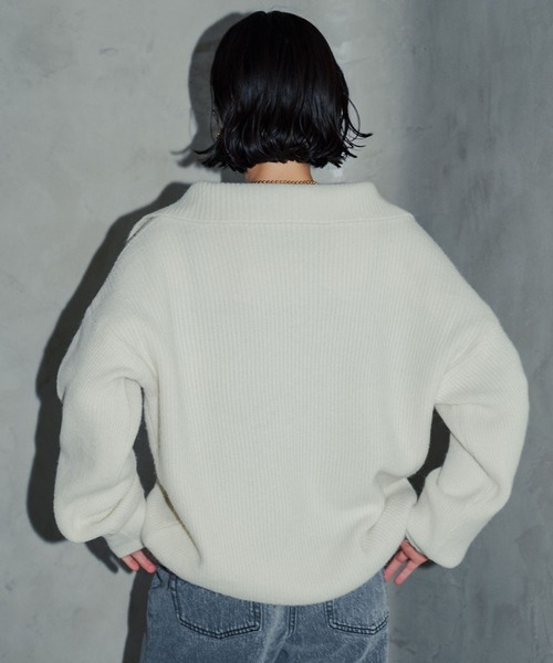 Ampirula ニット セーター 襟付きニットプルオーバー レディース