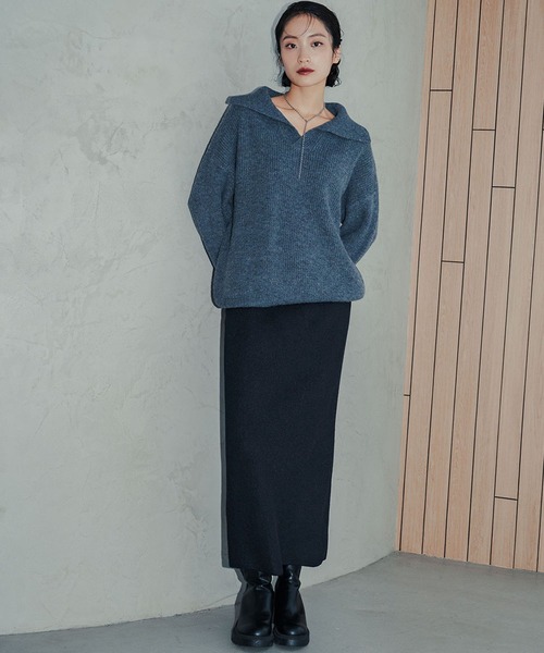 Ampirula ニット セーター 襟付きニットプルオーバー レディース