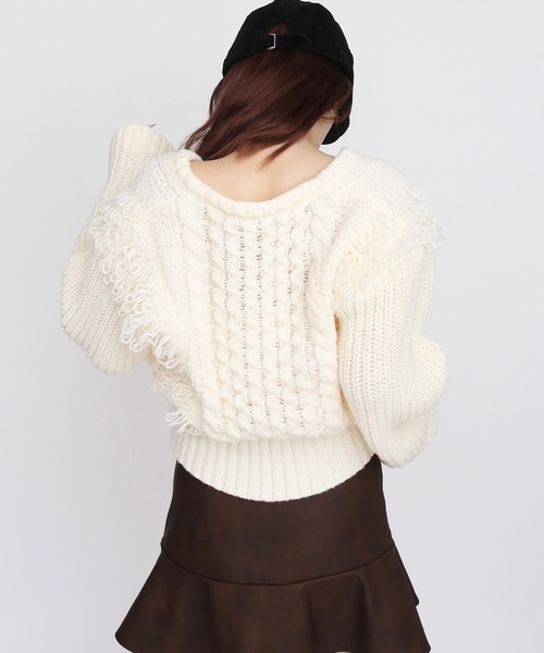 JUDIN ニット セーター ショートフリンジニットプルオーバー「JD