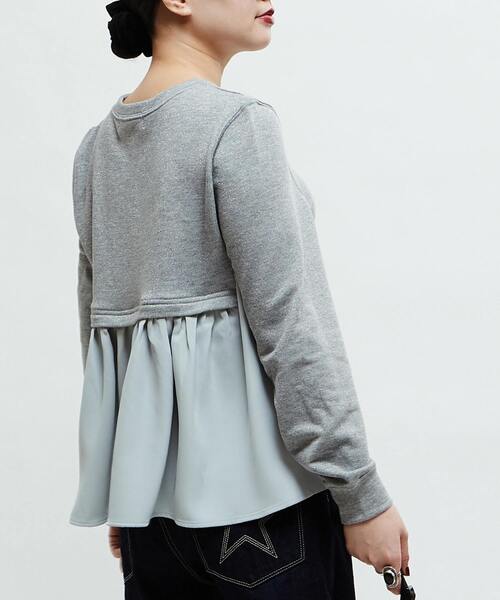トレーナー スウェット BACK GATHER DOCKING GLITTER SWEAT レディース