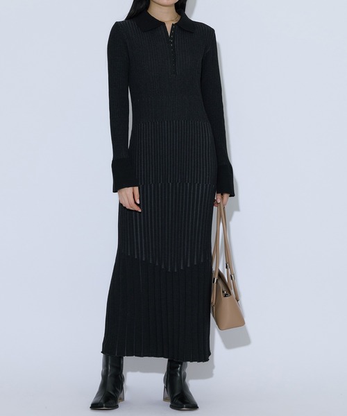 PUBLIC TOKYO ワンピース ホックカラーリブニットワンピ : ZOZOTOWN