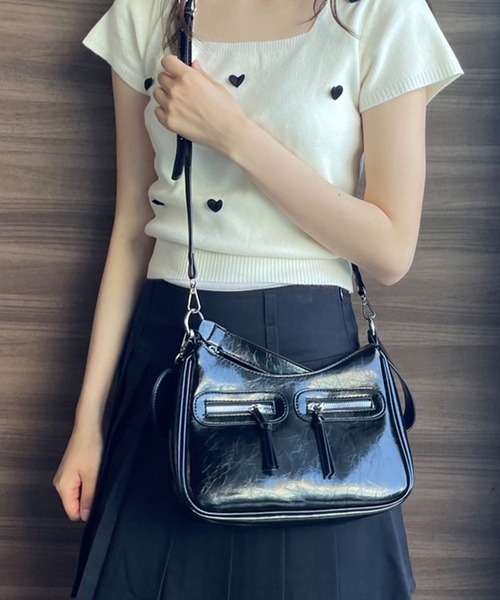希少✨️銀座 タニザワ 2way ショルダーバッグ シボ革 ダブルジップ ハンドバッグ&ショルダーバッグ