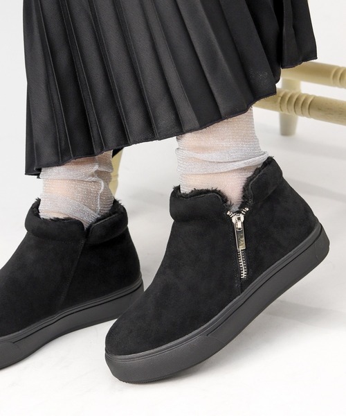 Attachment / ハイカットスニーカー/41.5/BLK/レザー/オンタリオスニーカーブーツ LibertyDoll（リバティードール） スニーカー ボア サイドジップ