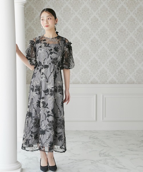 美品　セシリーバンセン　フレア　パフスリーブ　ドレス　ワンピース　ブラック　S ドレス | CECILIE BAHNSEN (Women)/セシリー バンセン | 三越
