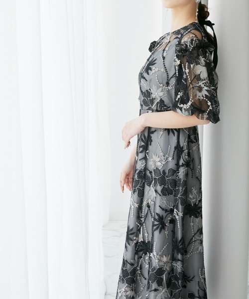 Jolie et ドレス 「結婚式・パーティードレス」パフスリーブ花柄