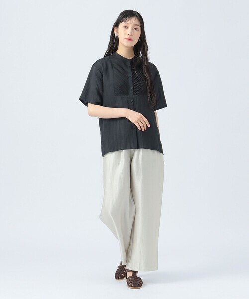 ブラウス シャツ ストライプ柄 ピンタック シャツ レディース BEAMS HEART ブラウス シャツ ストライプ柄 ピンタック