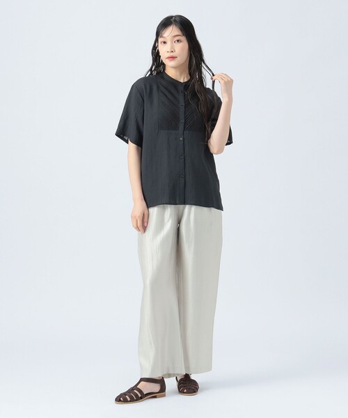 ブラウス シャツ ストライプ柄 ピンタック シャツ レディース BEAMS HEART ブラウス シャツ ストライプ柄 ピンタック