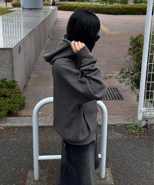 パーカー 柄アップリケ加工サーマルパーカー メンズ レディース