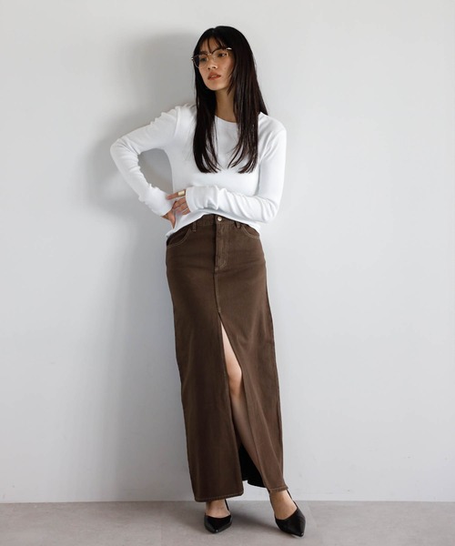 ENC デニムスカート 「動画あり」front slit denim skirt / フロント