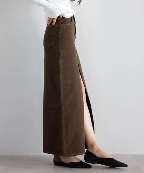 ENC デニムスカート 「動画あり」front slit denim skirt / フロント
