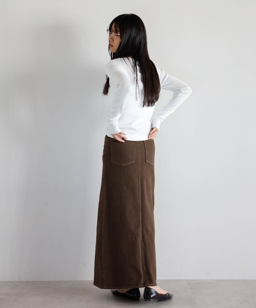 ENC デニムスカート 「動画あり」front slit denim skirt / フロント