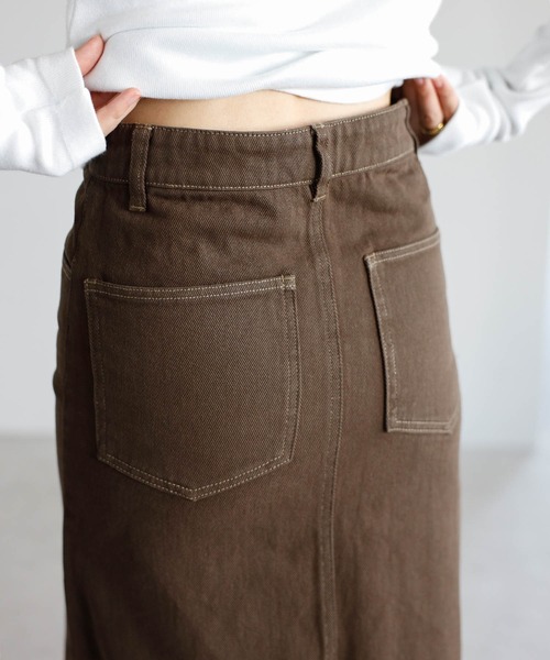 ENC デニムスカート 「動画あり」front slit denim skirt / フロント