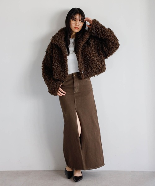 ENC デニムスカート 「動画あり」front slit denim skirt / フロント