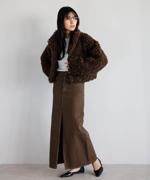 ENC デニムスカート 「動画あり」front slit denim skirt / フロント