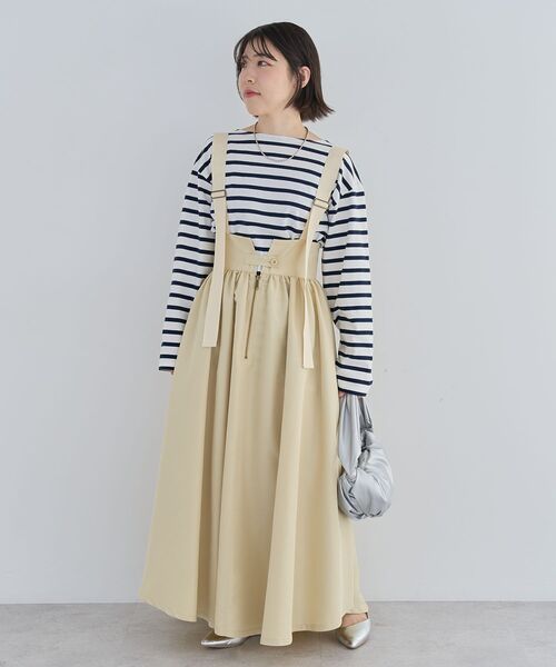 Ys’ダークグリーンサスペンダーロングスカート HUG.U SALE スカート ロング ロングスカート ラップスカート