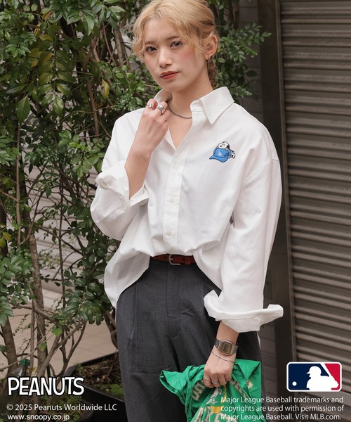 DOUBLE NAME（ダブルネーム） ブラウス シャツ MLB×PEANUTSコラボ