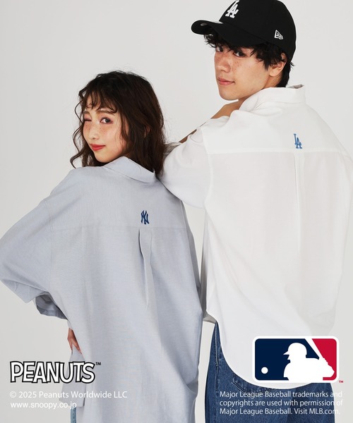 DOUBLE NAME（ダブルネーム） ブラウス シャツ MLB×PEANUTSコラボ
