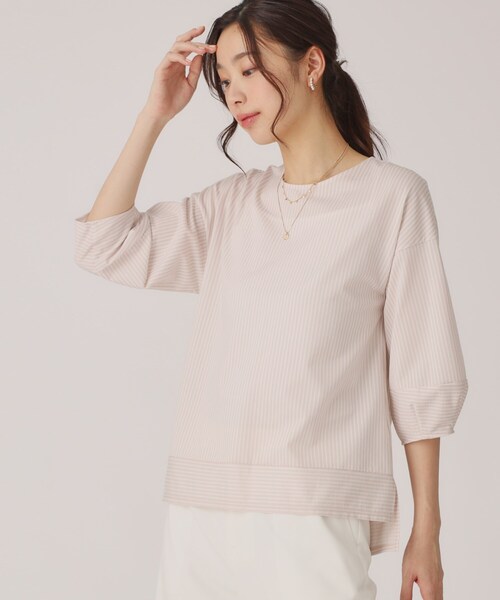 COUP DE CHANCE tシャツ 「洗える／日本製／清涼感」ストライプ