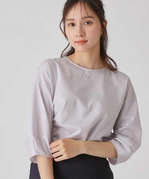 COUP DE CHANCE tシャツ 「洗える／日本製／清涼感」ストライプ