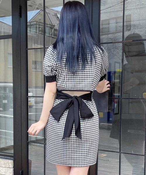 PARK east abc une face フロント開きバックリボンワンピース abc une face ワンピース フロント開きバックリボンワンピース