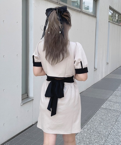 PARK east abc une face フロント開きバックリボンワンピース abc une face ワンピース フロント開きバックリボンワンピース