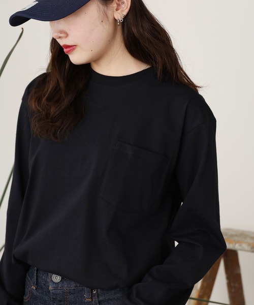 Hanes（ヘインズ） tシャツ 1P L/S POCKET TEE BEEFY-T ロングスリーブ