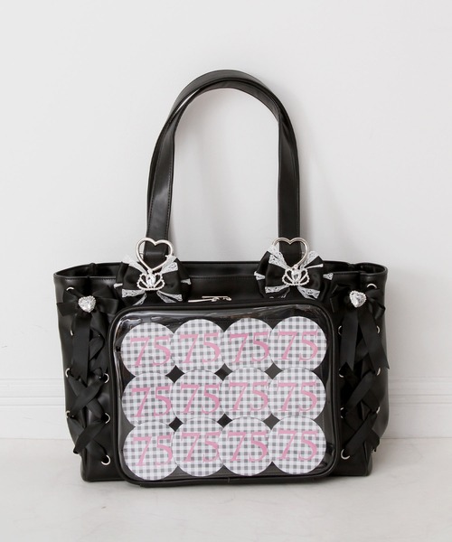 DearMyLove トートバッグ レースアップリボンキラキラビジュー痛バッグ