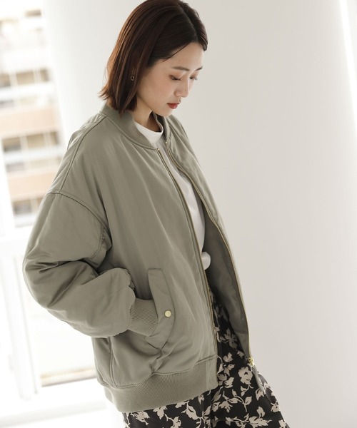 「GLOBAL WORK」 ジップアップブルゾン MEDIUM カーキ レディース_画像6