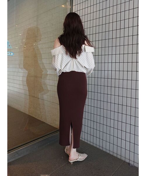 LAGUNAMOON ワンピース シャツドッキングリブニットワンピース