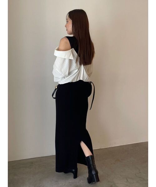 LAGUNAMOON ワンピース シャツドッキングリブニットワンピース
