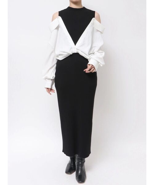 LAGUNAMOON（ラグナムーン） ワンピース シャツドッキングリブニット