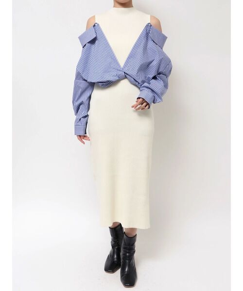 LAGUNAMOON（ラグナムーン） ワンピース シャツドッキングリブニット