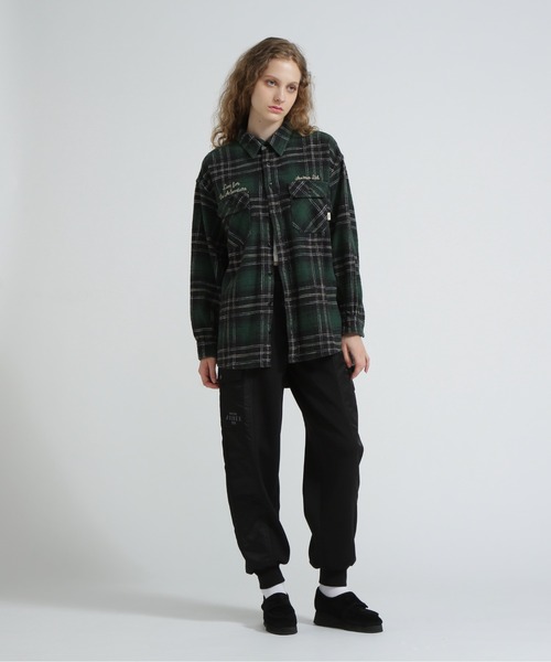 Resurrection WOMENS Checkシャツ AVIREX ブラウス シャツ EMBROIDERY CHECK SHIRT/刺繍チェック