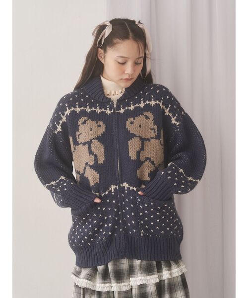 merry jenny（メリージェニー） カーディガン bear cowichan knit