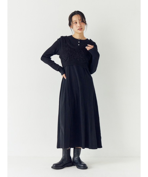 Ungrit ニットレイヤードワンピース Ungrid（アングリッド） ワンピース ニットレイヤードワンピース