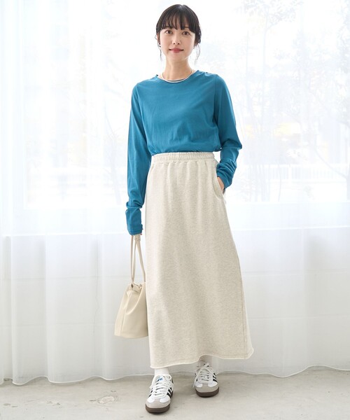 【サックスブルー】コットンナイロンシアークルーネックプルオーバー coen（コーエン） tシャツ 「再入荷・新色登場」コットンナイロン