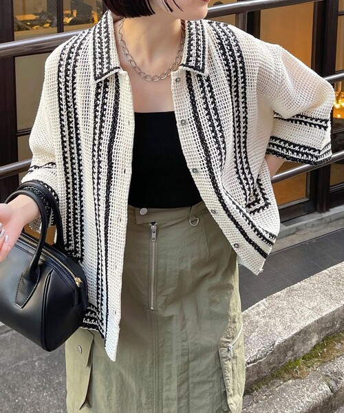 「fredy emue」 7分袖シャツ 38 ブラック系その他 レディース_画像6