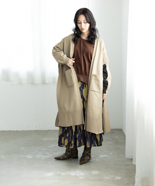OSMOSIS 美品✨上質 アシンメトリー ロング ニットカーディガン 高見え OSMOSIS｜ジャガードニットロングカーディガン | Rakuten Fashion(楽天