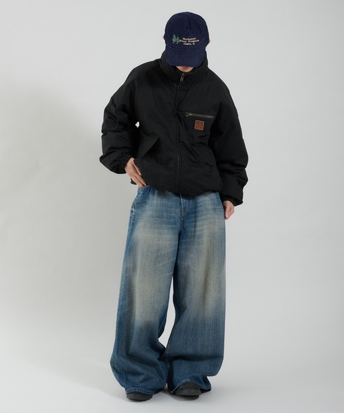 Perushu ブルゾン アウター ライトダック中綿ボリュームスタンドネック