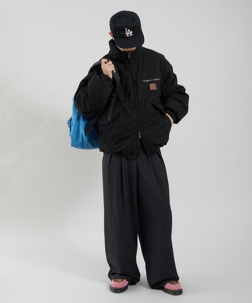 Perushu ブルゾン アウター ライトダック中綿ボリュームスタンドネック