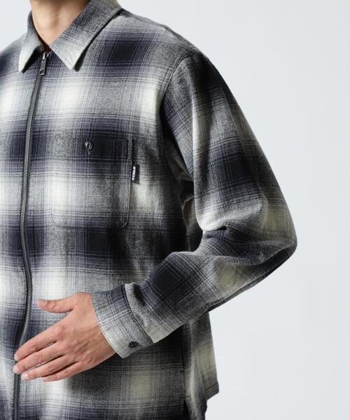 AVIREX（アヴィレックス） シャツ OMBRE CHECK ZIP UP SHIRT 