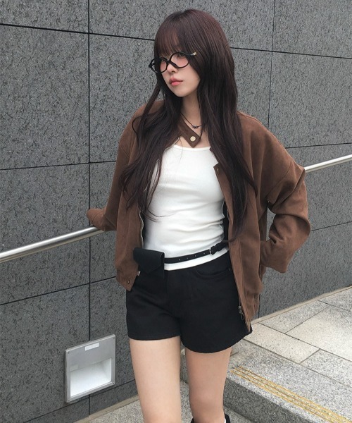 anyonemore ブルゾン アウター スエード調スタンドカラーブルゾン